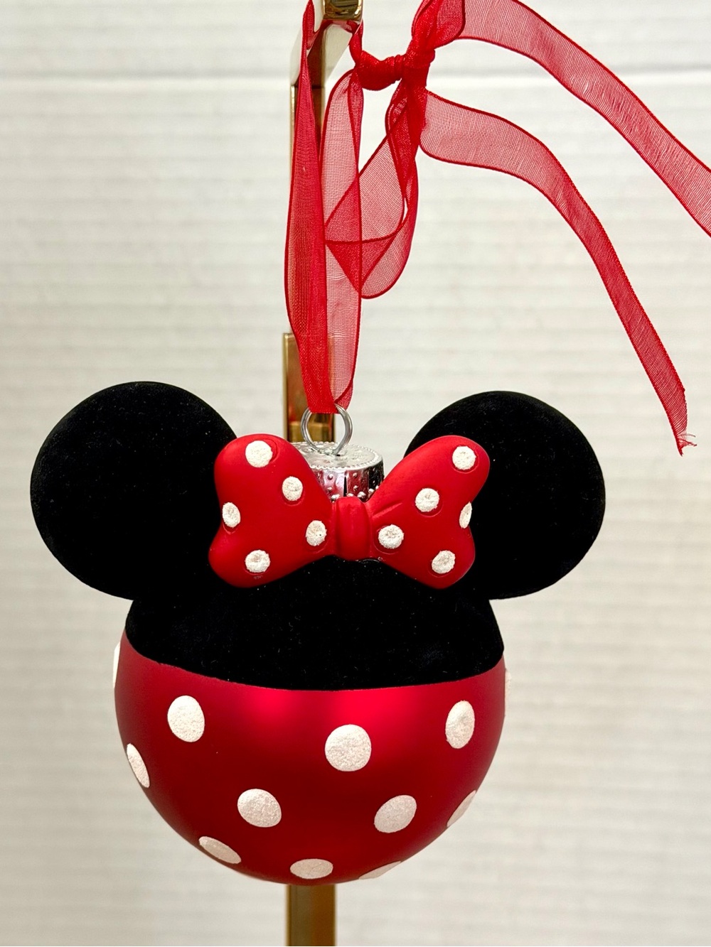 Disney Minnie Mouse Ears & Bow & Glass Ball Christmas ornament with Polkadot’s